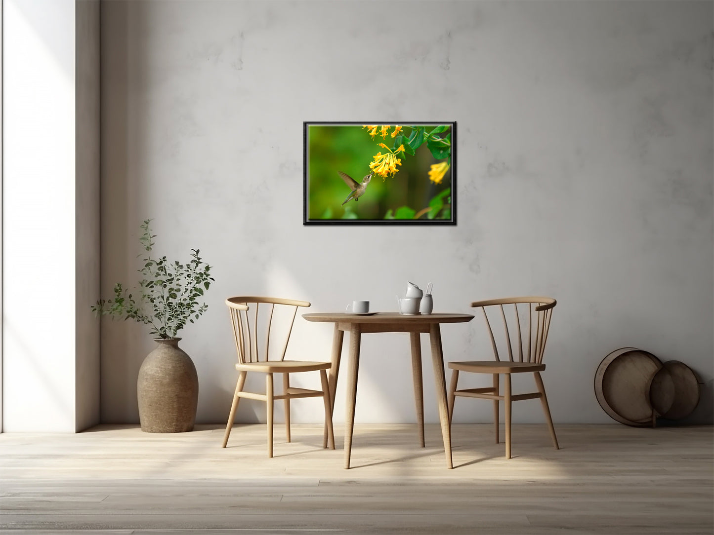 Beautiful Ruby-Throated Hummingbird-Canvas Framed wall art by Kristen Olivares