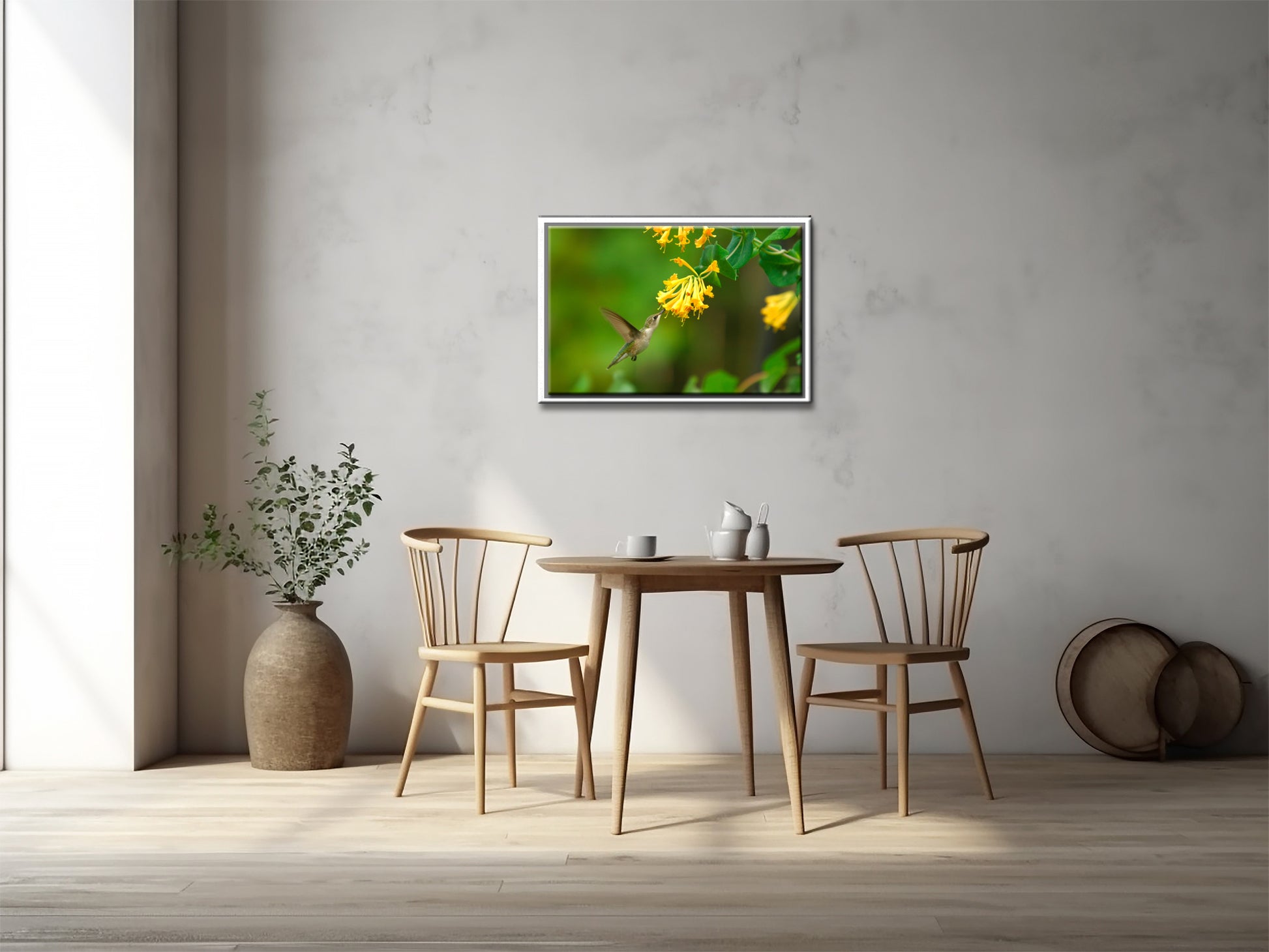 Beautiful Ruby-Throated Hummingbird-Canvas Framed wall art by Kristen Olivares