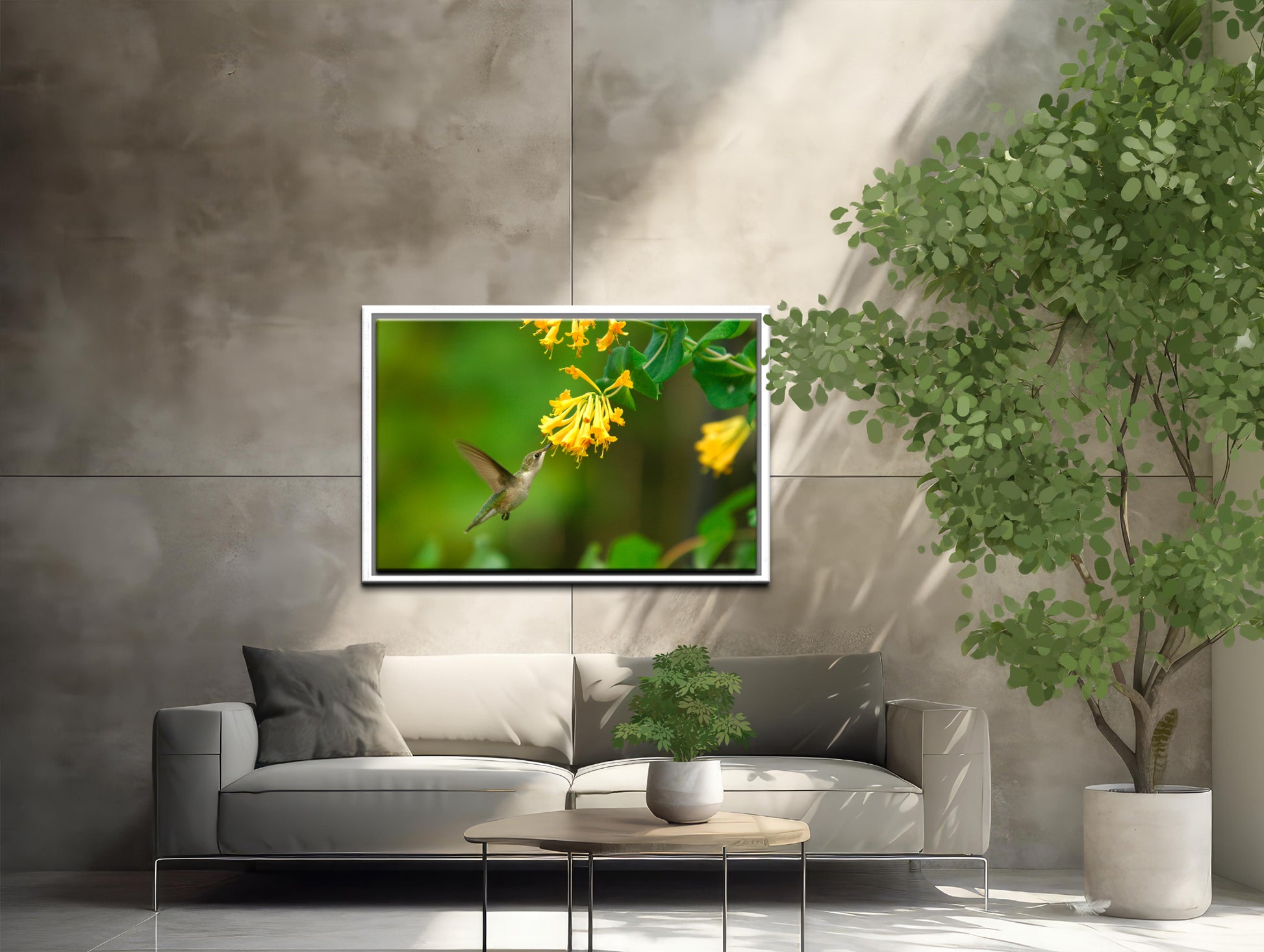 Beautiful Ruby-Throated Hummingbird-Canvas Framed wall art by Kristen Olivares