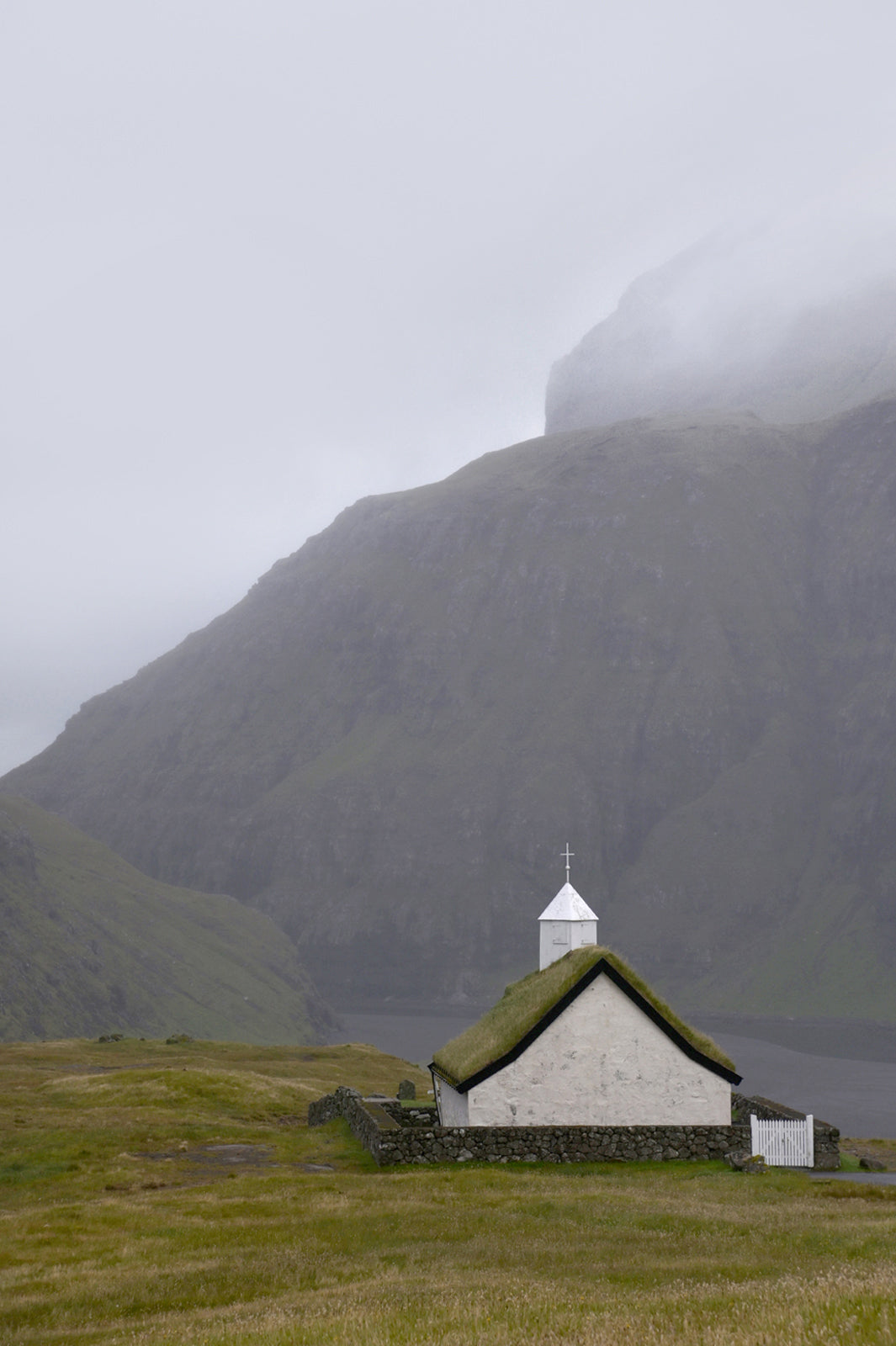 White Church in Saksun, Faroe Islands.  Fine Art Photography. Kristen Olivares