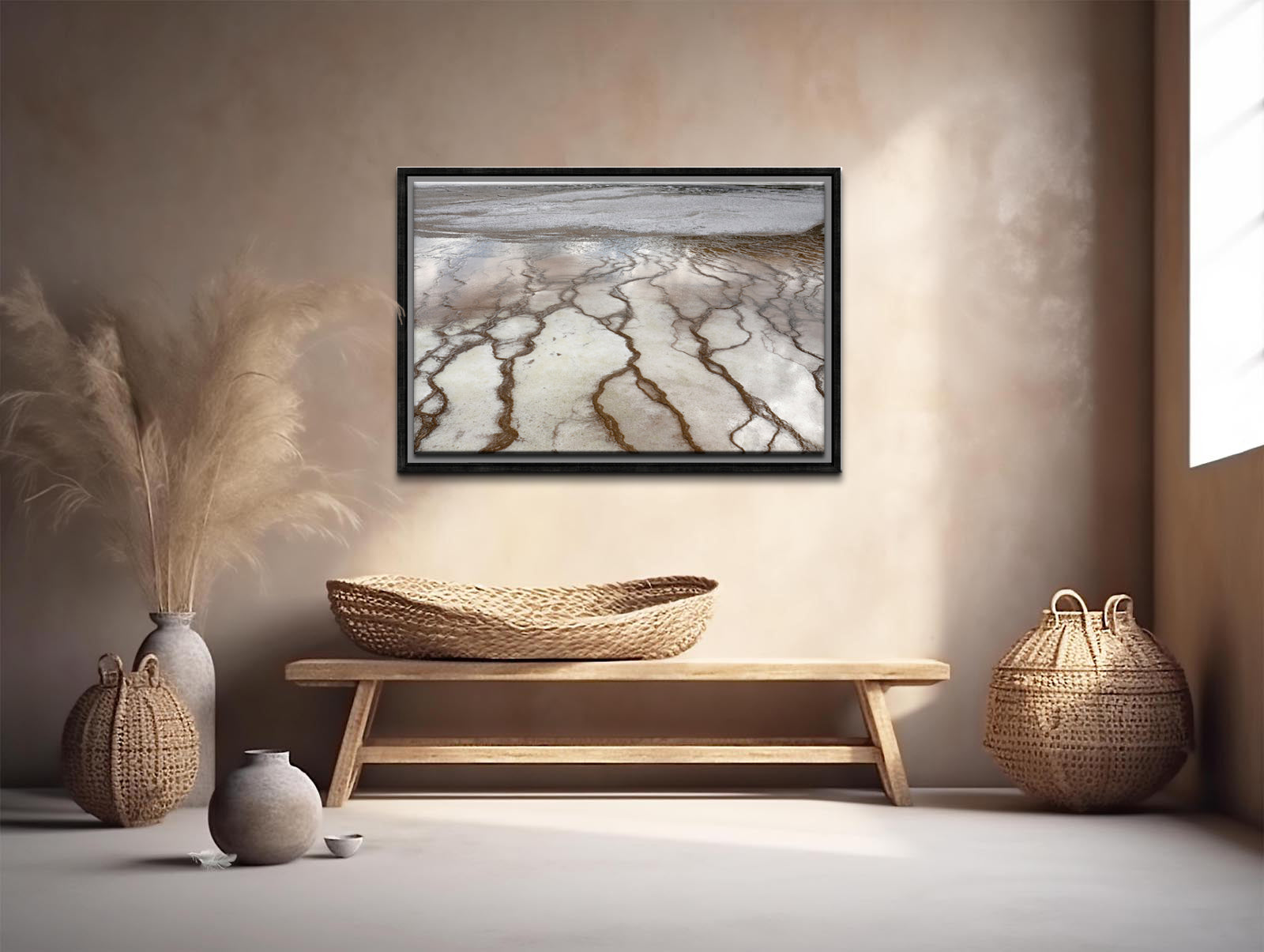 Beautiful Salt Flats of Yellowstone. Framed canvas wall art. Fine art photography by Kristen Olivares.