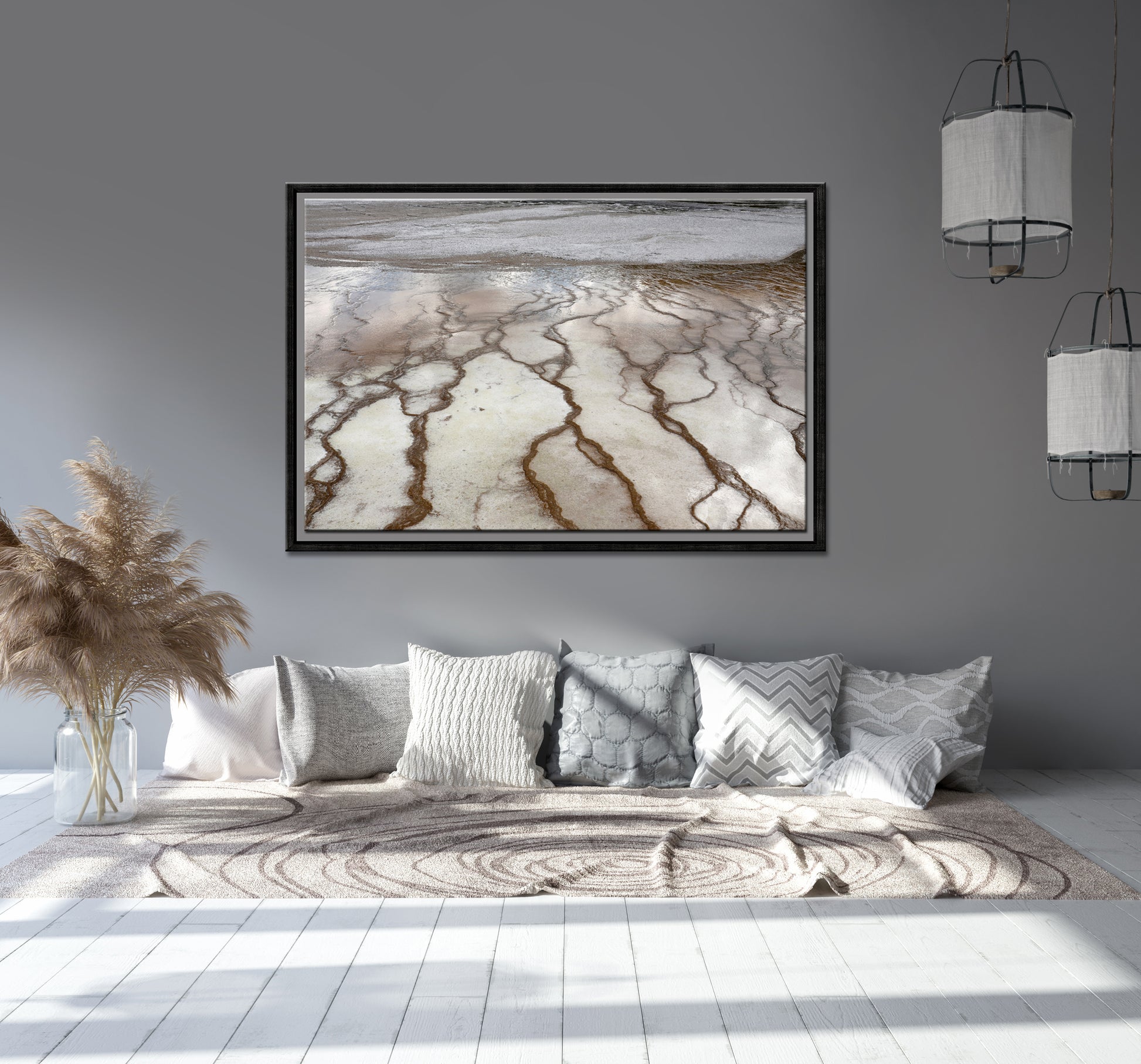 Beautiful Salt Flats of Yellowstone. Framed canvas wall art. Fine art photography by Kristen Olivares.