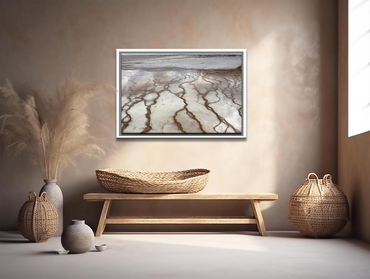 Beautiful Salt Flats of Yellowstone. Framed canvas wall art. Fine art photography by Kristen Olivares.
