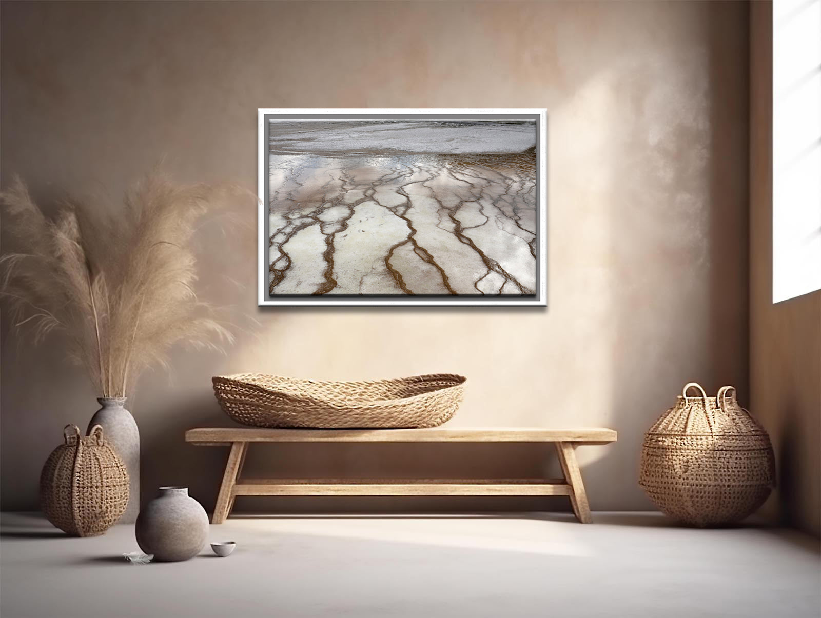 Beautiful Salt Flats of Yellowstone. Framed canvas wall art. Fine art photography by Kristen Olivares.