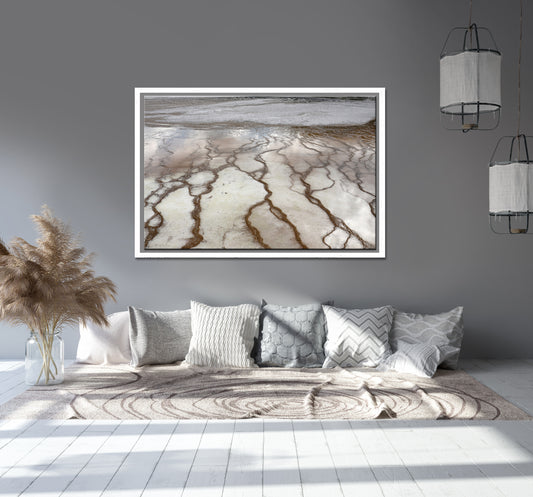 Beautiful Salt Flats of Yellowstone. Framed canvas wall art. Fine art photography by Kristen Olivares.