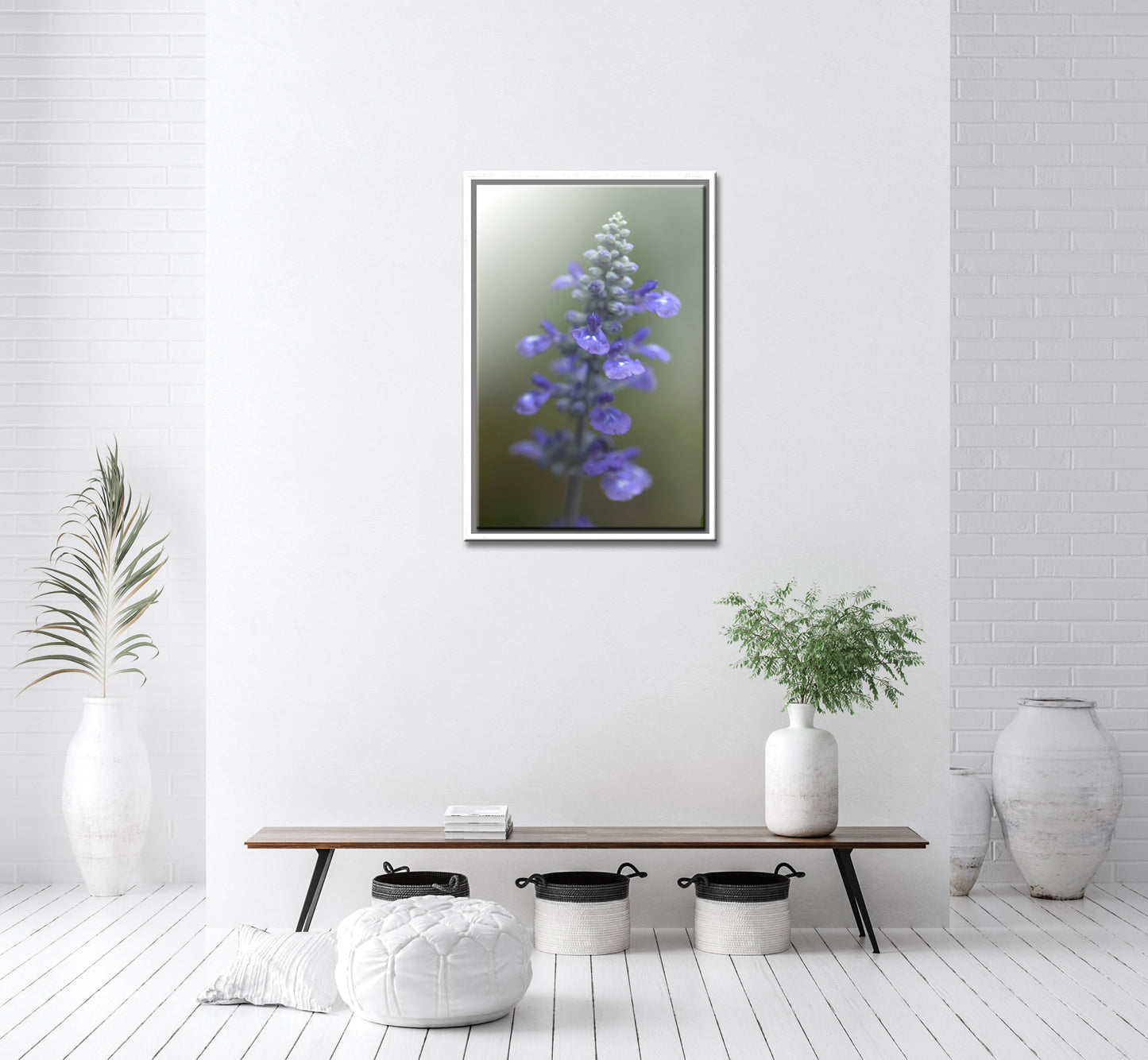 Delicate purple Salvia flowers. Macro Photo. Framed fine art photography by Kristen Olivares.