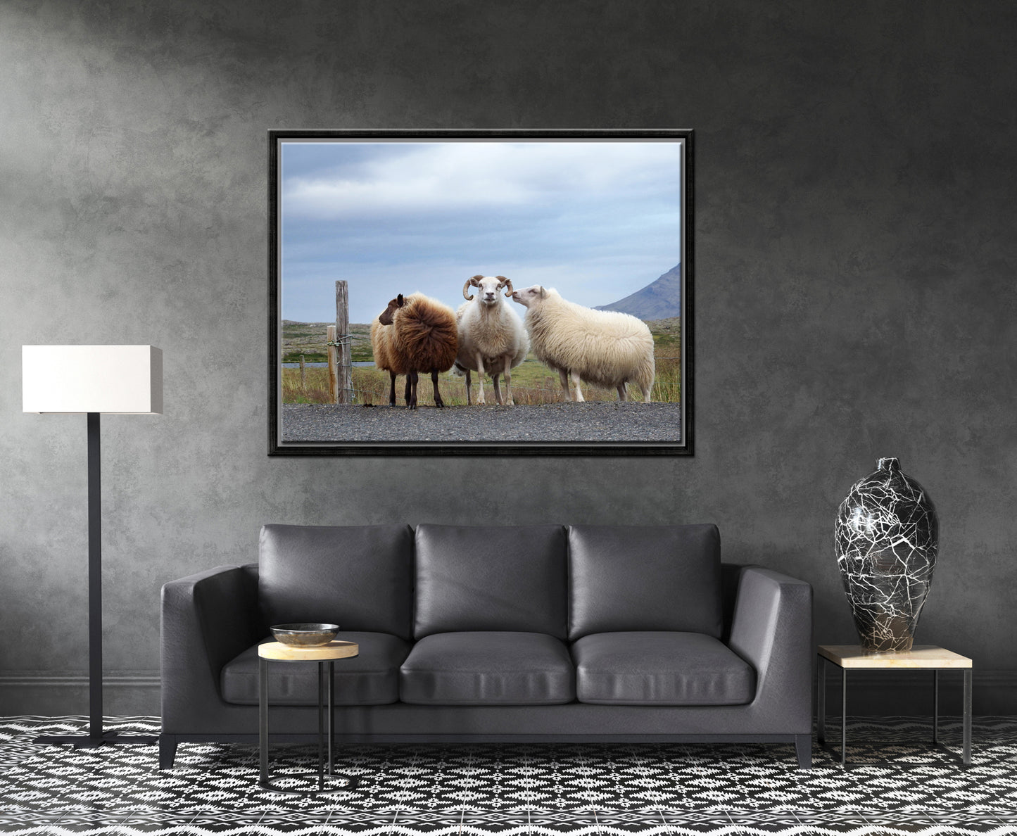 Sheep Secrets-Fine Art Photography-Three Sheep Standing on the Side of the Road in Iceland