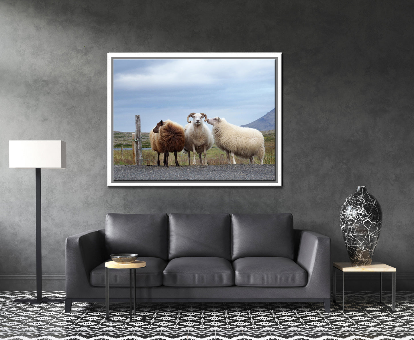 Sheep Secrets-Fine Art Photography-Three Sheep Standing on the Side of the Road in Iceland