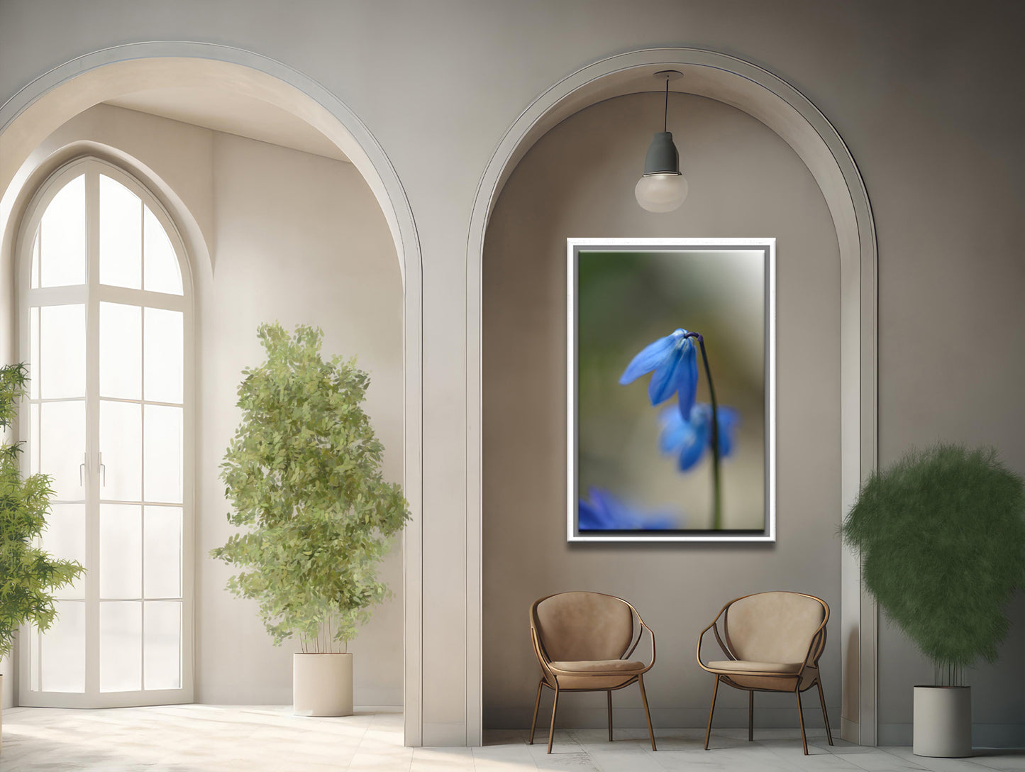 Delicate, Blue Siberian Squill Flowers. Framed fine art photography by Kristen Olivares.