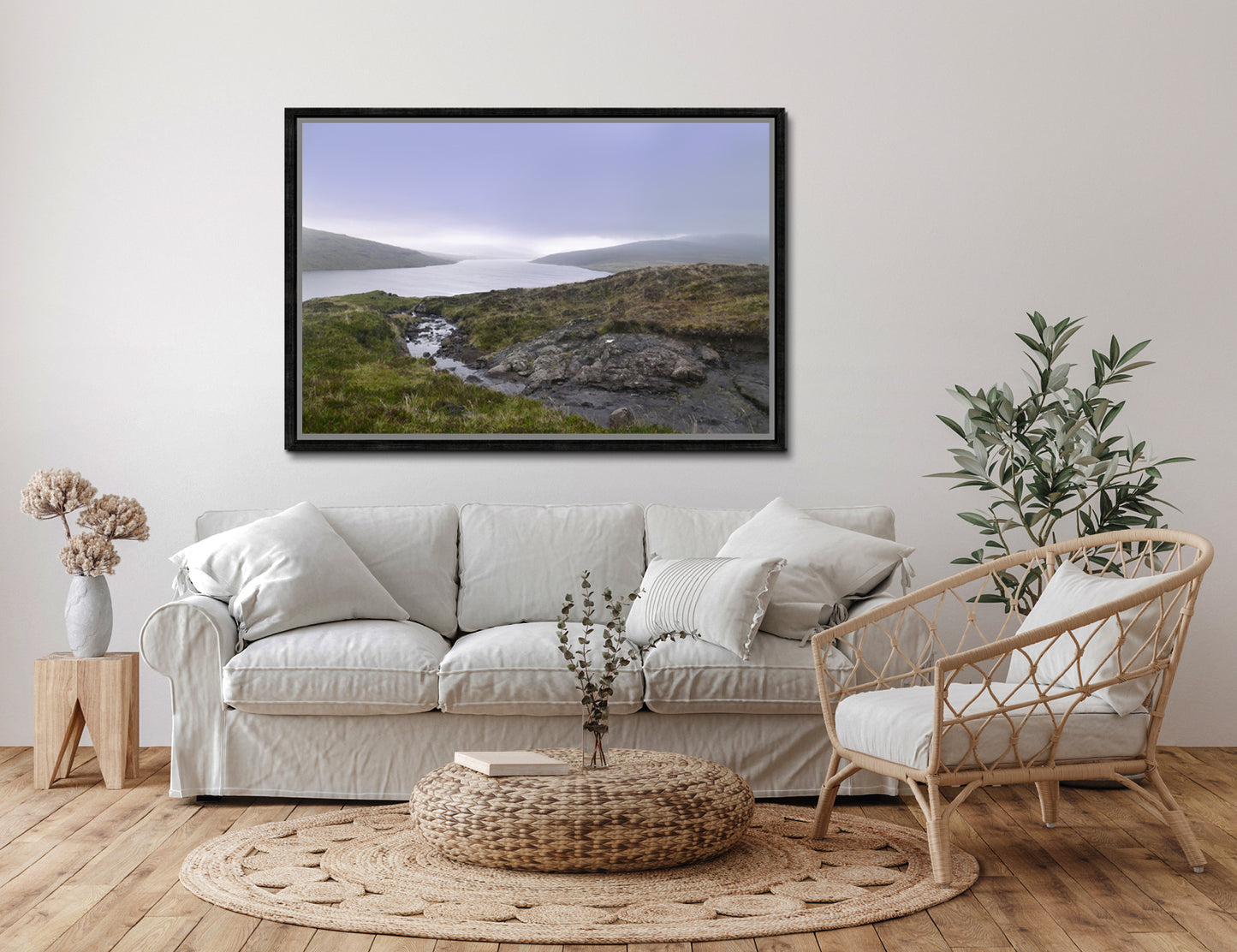 A beautiful picture of Sørvágsvatn lake, the ‘lake above the Ocean’ in the Faroe Islands. Framed Canvas wall art by Kristen Olivares