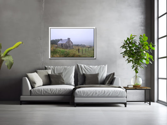 Old Abandoned stone home in Ireland. framed Canvas Wall art for your home. By Kristen Olivares