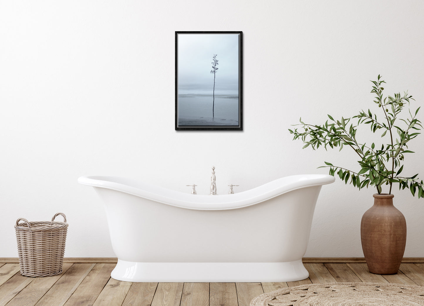 Stunning, minimalistic tree on the coast of Maine. Framed fine art photography by Kristen Olivares.