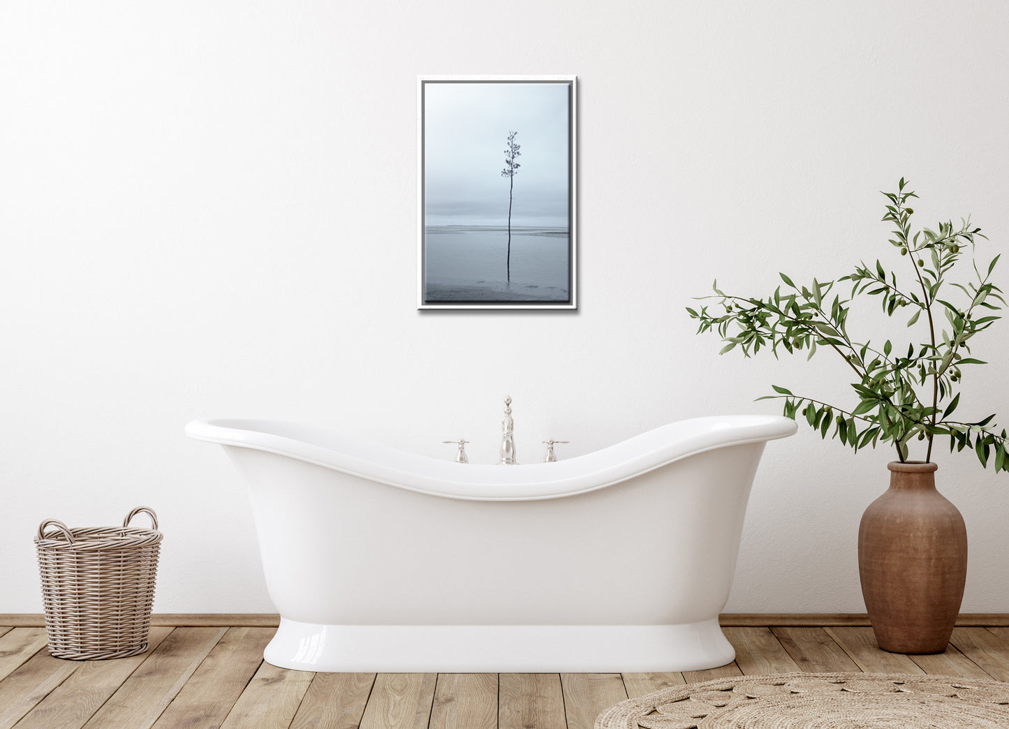 Stunning, minimalistic tree on the coast of Maine. Framed fine art photography by Kristen Olivares.