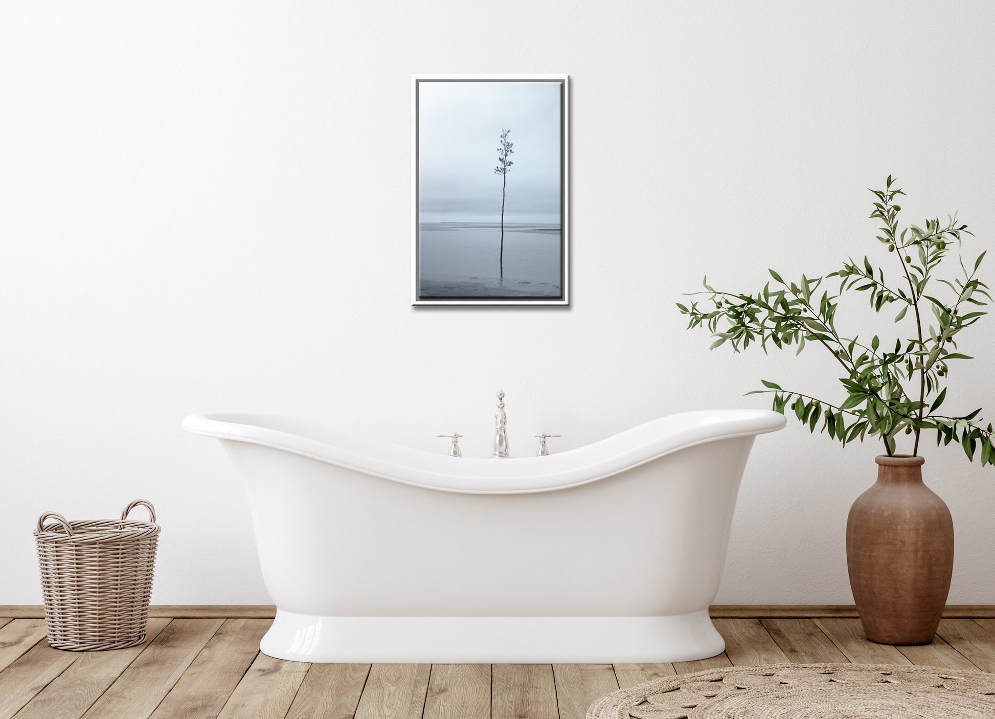 Stunning, minimalistic tree on the coast of Maine. Framed fine art photography by Kristen Olivares.