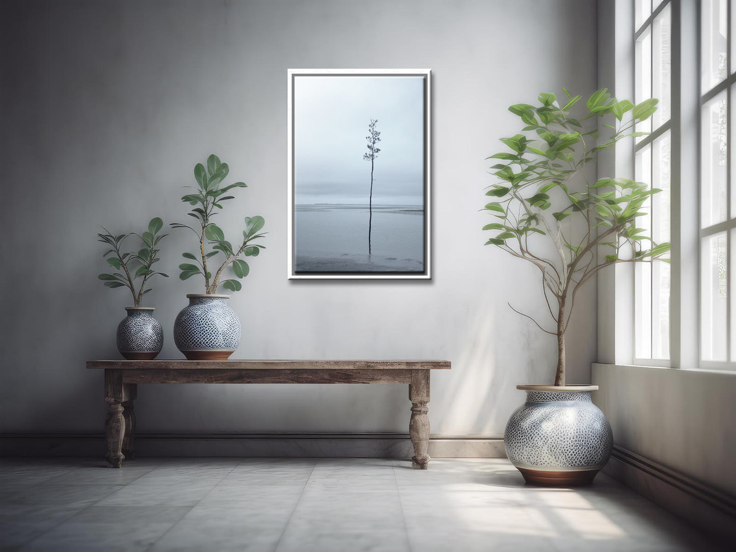 Stunning, minimalistic tree on the coast of Maine. Framed fine art photography by Kristen Olivares.