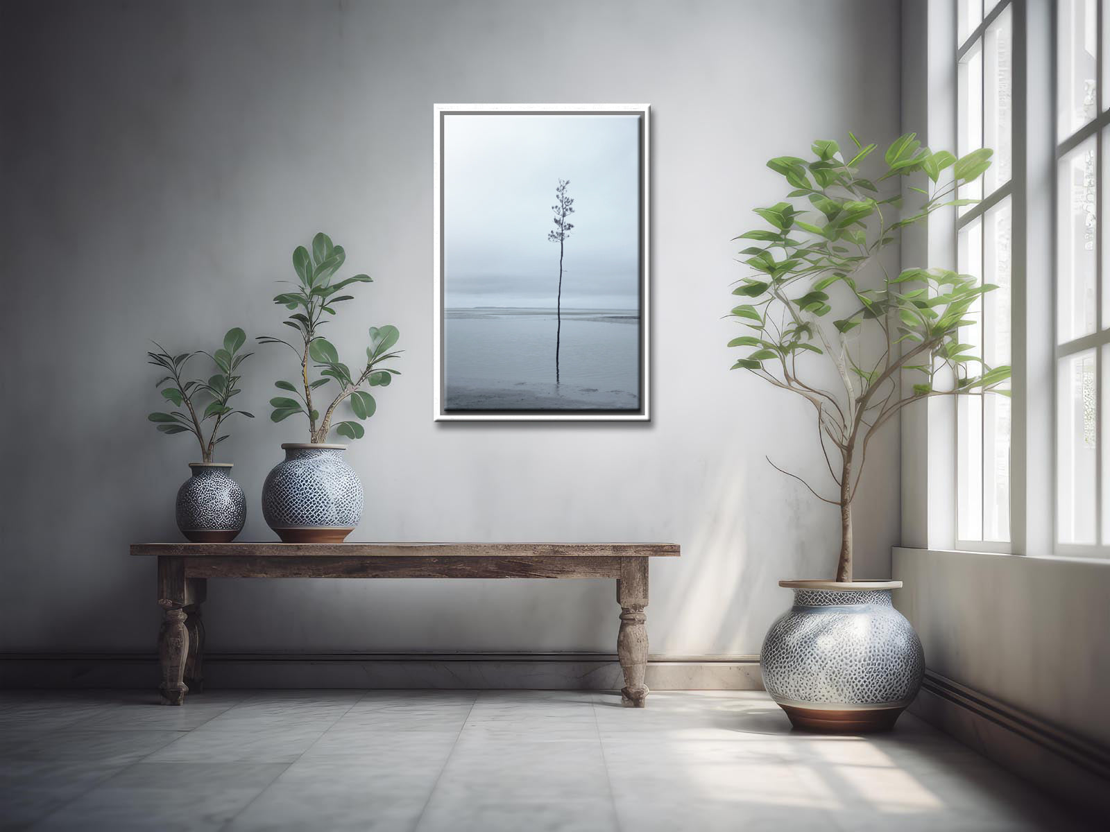 Stunning, minimalistic tree on the coast of Maine. Framed fine art photography by Kristen Olivares.