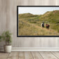 Two beautiful wild horses strolling along together in the western fields of Yellowstone.Framed canvas wall art. Fine Art Photography by Kristen Olivares