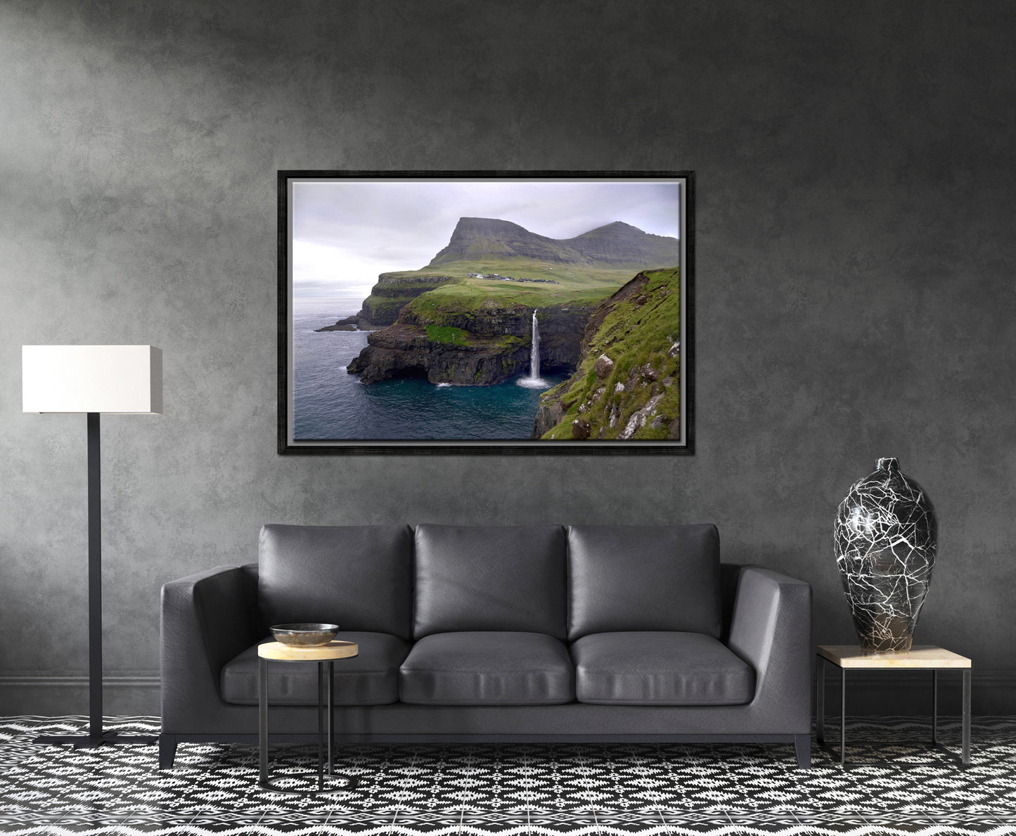 Stunning image of Gasadalur Falls in the suit Islands. Waterfall. Framed fine art photography by Kristen Olivares.