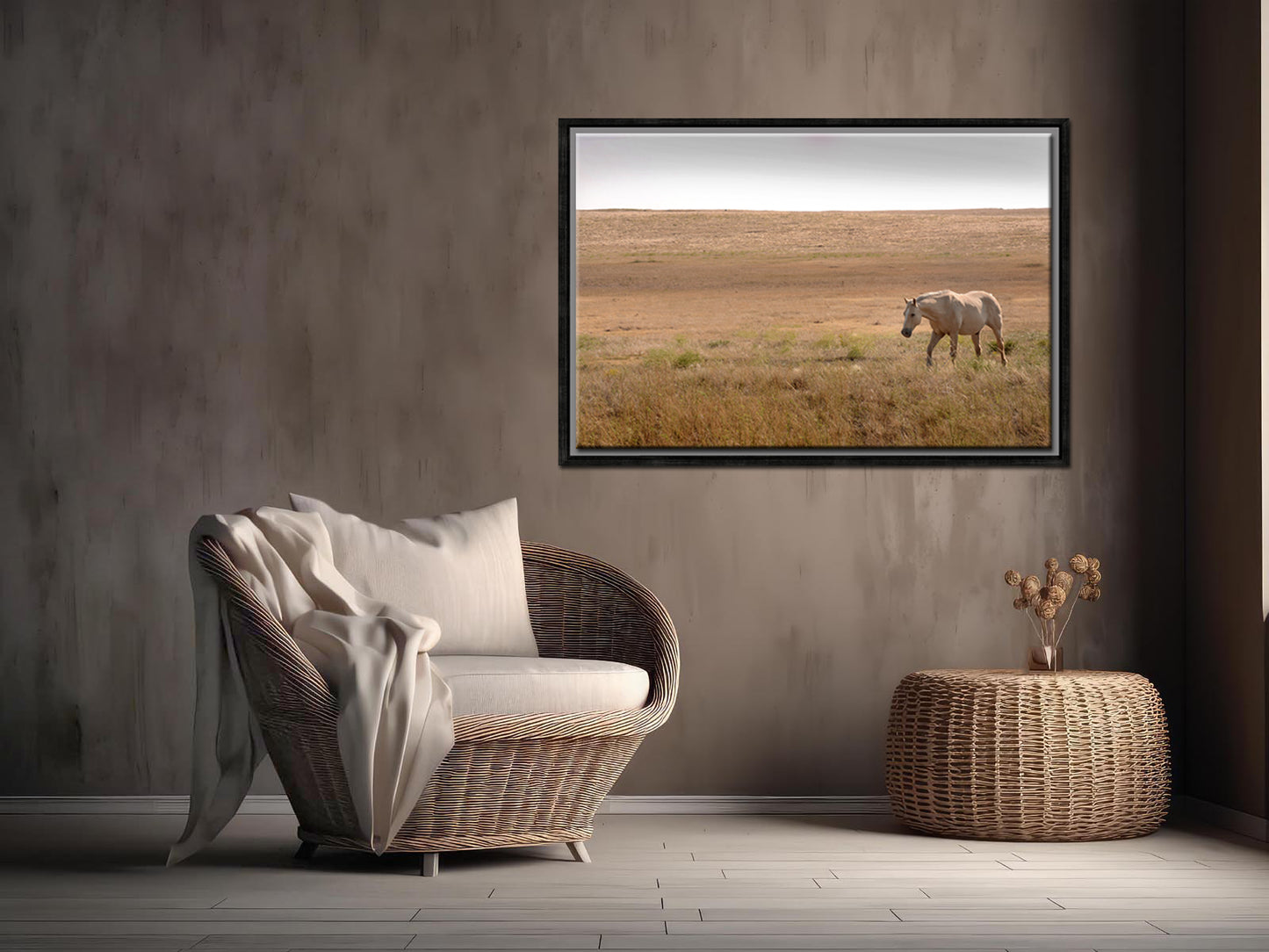 A beautiful tan wild horse in the western fields of Yellowstone.Framed Canvas Art Fine Art Photography by Kristen Olivares